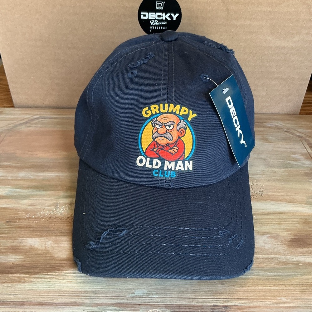 Grumpy Old Man Club distressed Decky Navy Hat